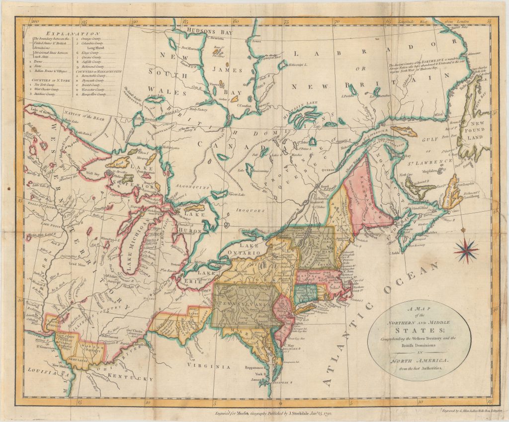 Antique Map of North America - Northern & Middle States of US ...